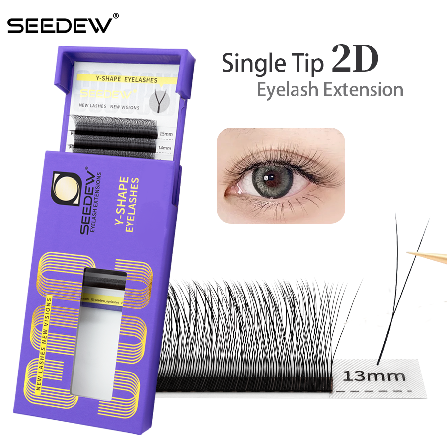 Eyelash Extension Single Lash - SEEDEW 0.07/0.10 Single Tip 2D V-Shaped