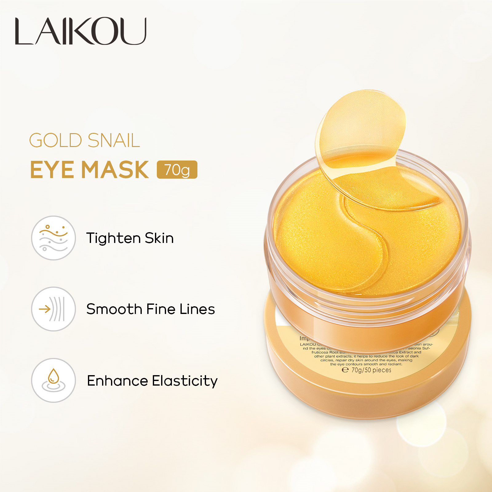 LAIKOU 50pcs Golden Snail Coll – Eye Pad Collagen Bewertung und Preis
